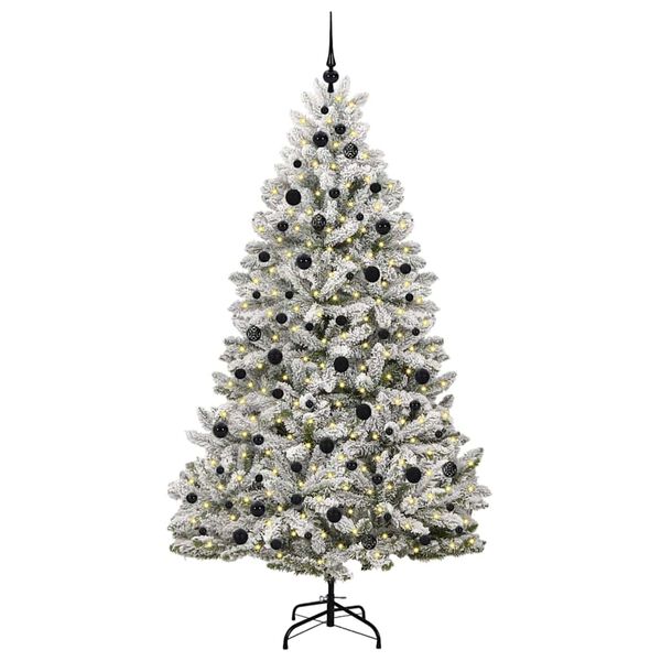 vidaXL K&uuml;nstlicher Weihnachtsbaum Gr&uuml;n und Wei&szlig; 210 cm PVC und Metall