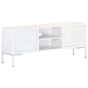 vidaXL TV-Schrank Wei&szlig; 115x30x46 cm Massivholz Mango