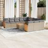 vidaXL 13-tlg. Garten-Sofagarnitur mit Kissen Beige Poly Rattan