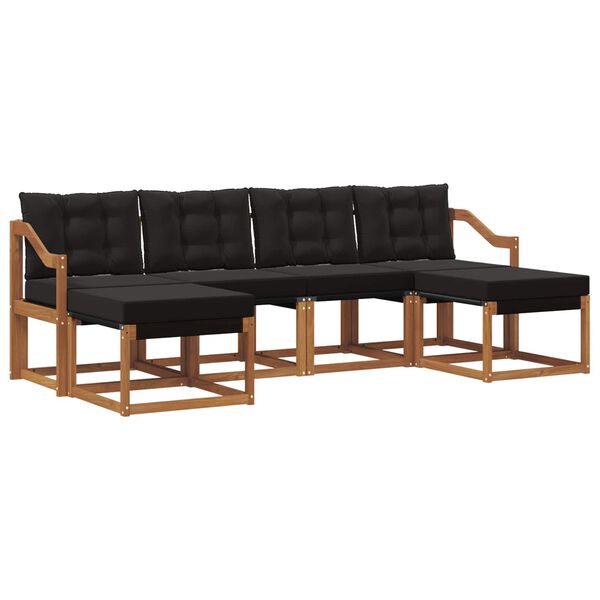 vidaXL Outdoor-Sofagarnitur mit Kissen 6 pcs Nat&uuml;rlich und Schwarz