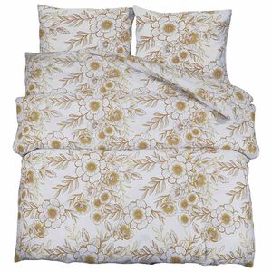 vidaXL Bettw&auml;sche-Set Wei&szlig; und Braun 200x200 cm Baumwolle