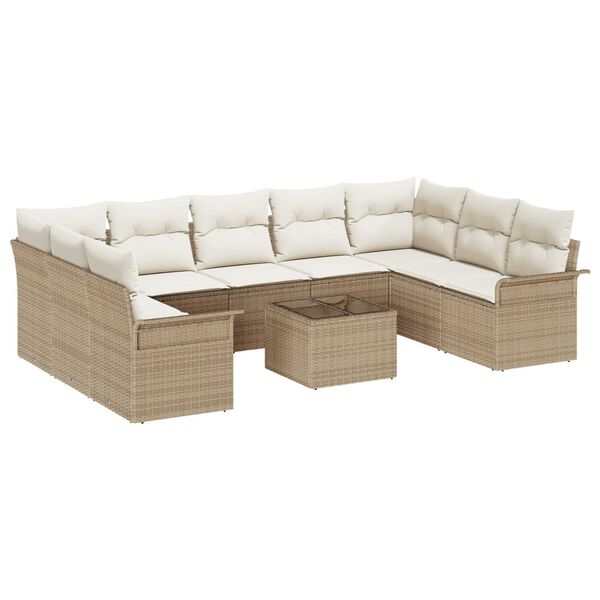 vidaXL Gartensofa-set mit Speicher 10 pcs Braun Poly-Rattan