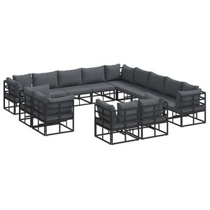 vidaXL Gartensofa-set 13 stk. Schwarz Aluminium