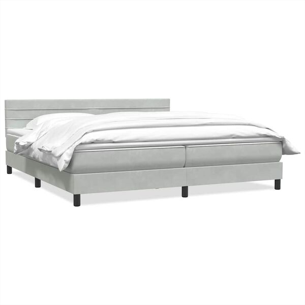 vidaXL Boxspringbett mit Matratze Hellgrau 180x220 cm Samt