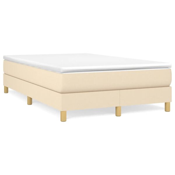 vidaXL Boxspringbett mit Matratze Creme 120x200 cm Stoff