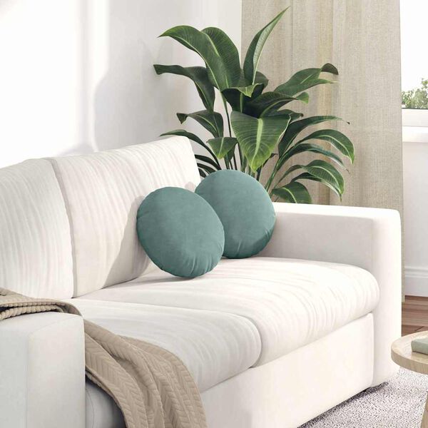 vidaXL Sitzkissen 2 St&uuml;ck Meergr&uuml;n &Oslash; 30 x 13 cm Samt