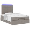 vidaXL Ottoman-Bett mit Matratze & LEDs Taupe 120x190 cm Stoff