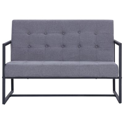 vidaXL 2-Sitzer-Sofa mit Armlehnen Hellgrau Stahl und Stoff