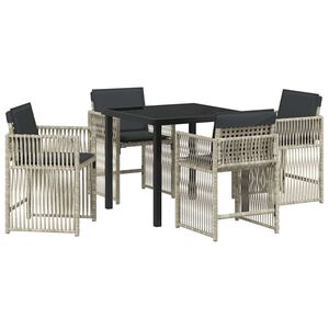 vidaXL Garten Essgruppe 5 pcs Hellgrau Pulverbeschichteter Stahl