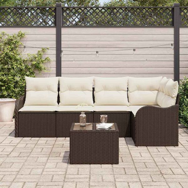 vidaXL Gartensofa-set 6 pcs Braun Poly-Rattan