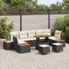 vidaXL Gartensofa-set mit Kissen 10 pcs Schwarz Poly Rattan