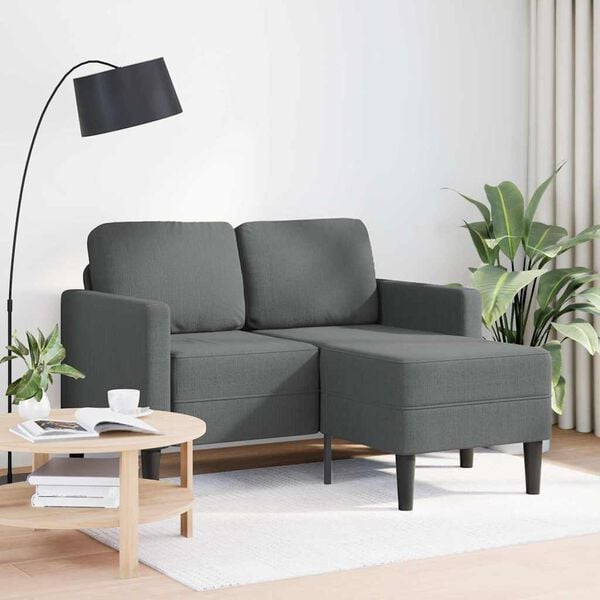 vidaXL 2-Sitzer-Sofa mit Chaiselongue L-f&ouml;rmig Dunkelgrau 125 cm Stoff