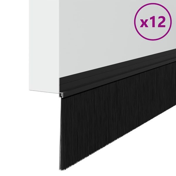 vidaXL Selbstklebende T&uuml;rb&uuml;rstendichtungen 12 pcs Schwarz 100 cm