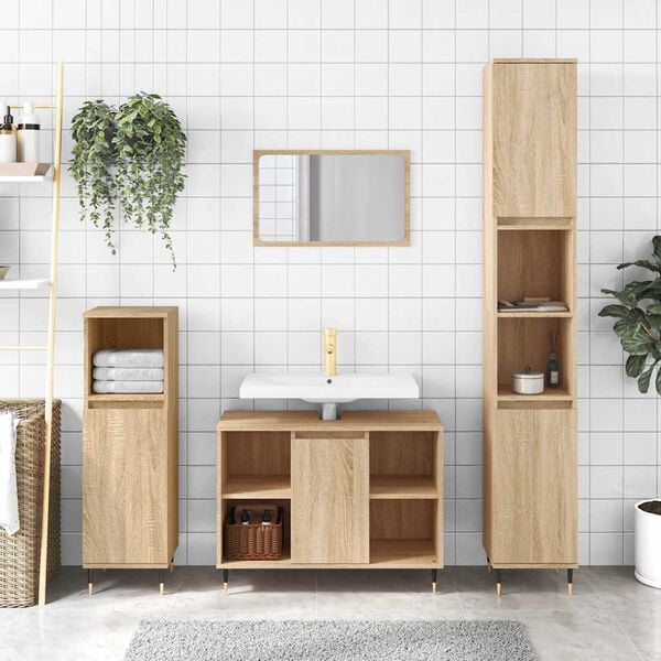 vidaXL Badschrank Sonoma-Eiche 30x30x100 cm Holzwerkstoff