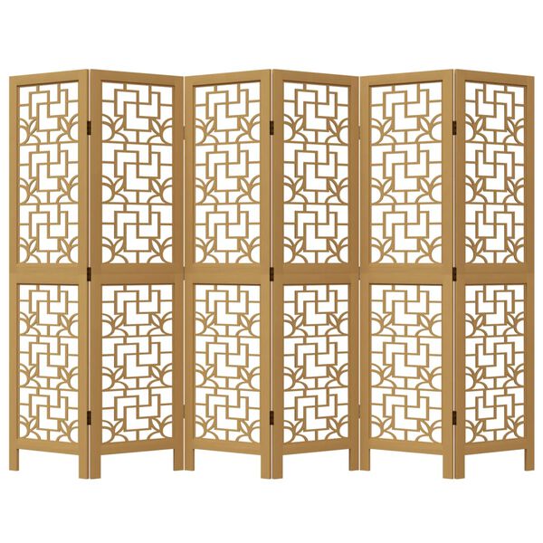 vidaXL 6-tlg. Raumteiler Braun Massivholz Paulownia