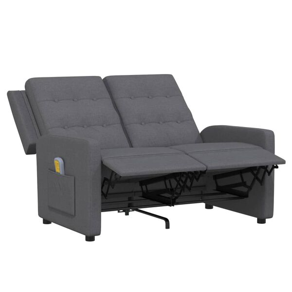 vidaXL 2-Sitzer Massagesessel Hellgrau Stoff