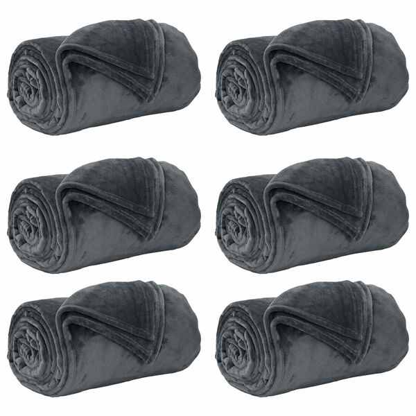 vidaXL Wohndecken 6 pcs Dunkelgrau 240 x 270 cm Fleece
