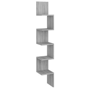 vidaXL Wand-Eckregal Grau Sonoma 20x20x127,5 cm Holzwerkstoff