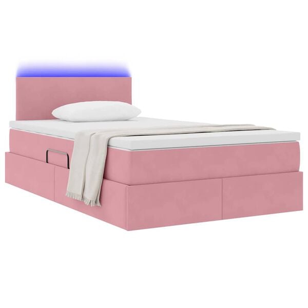 vidaXL Bett mit Stauraum und LED mit Matratze Rosa 120 x 200 cm Samt