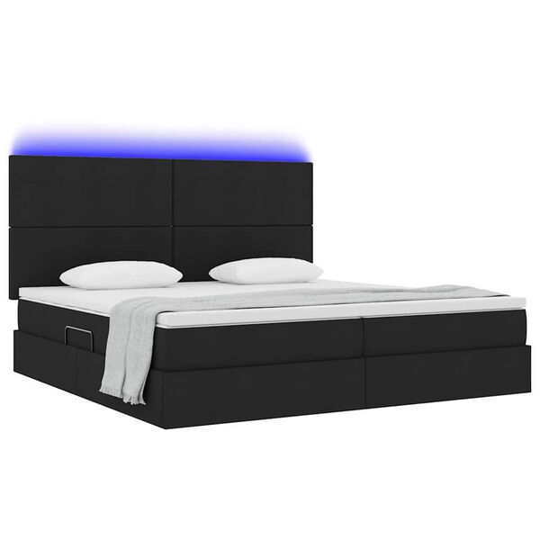 vidaXL Bett mit Stauraum und LED Schwarz 200 x 200 cm Polyester