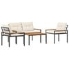 vidaXL Gartenm&ouml;bel-Set 4 stk. 4-Sitzer Cremewei&szlig; Poly-Rattan