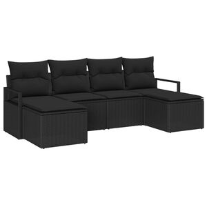 vidaXL Sofa Set 6 stk. Schwarz Poly-Rattan