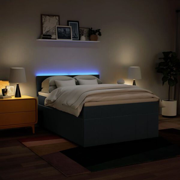 vidaXL Boxspringbett mit Matratze Blau 140x200 cm Stoff