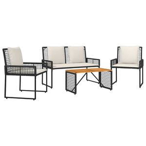 vidaXL Gartenm&ouml;bel-Set 4 Stk. Schwarz und Cremewei&szlig;
