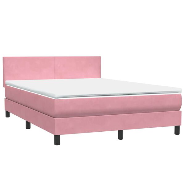 vidaXL Boxspringbett mit Matratze Rosa 160x220 cm Samt