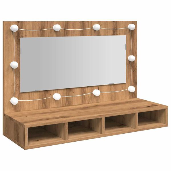vidaXL Spiegelschrank mit LED Artisan-Eiche 90 x 31,5 x 62 cm