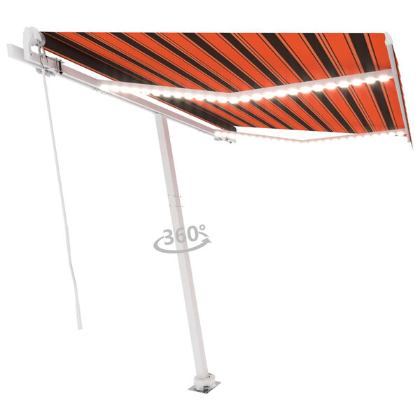 vidaXL Markise Manuell Einziehbar mit LED 300x250 cm Orange und Braun
