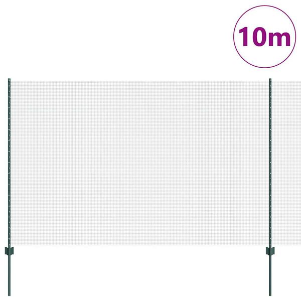 vidaXL Zaun mit Pfosten Gr&uuml;n 1,6 x 10 m Stahl und PVC