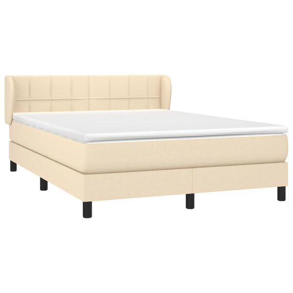 vidaXL Boxspringbett mit Matratze Creme 140x200 cm Stoff