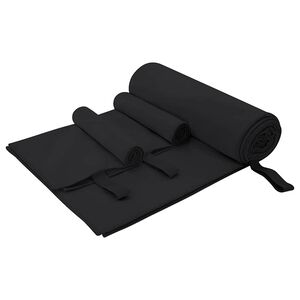 vidaXL Sporthandtuch Set 3 pcs Schwarz Polyester und Polyamid