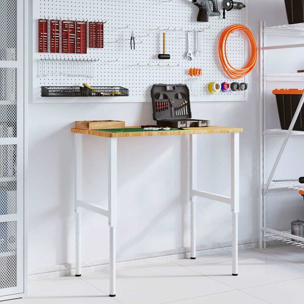 vidaXL Werkbank Hellbraun 100x60x(71,5-98) cm Massivholz Eiche