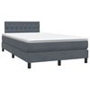 vidaXL Boxspringbett mit Matratze Dunkelgrau 120x220 cm Samt