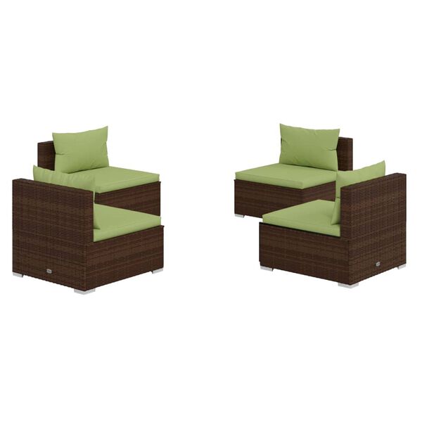 vidaXL 4-tlg. Garten-Lounge-Set mit Auflagen Poly Rattan Braun
