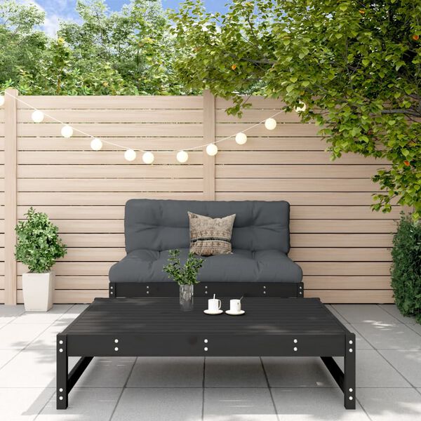 vidaXL 2-tlg. Garten-Lounge-Set mit Kissen Schwarz Massivholz