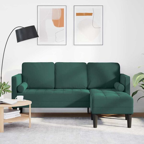 vidaXL Sofa Set mit Kissen Dunkelgr&uuml;n Polyester