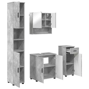vidaXL Badezimmerm&ouml;bel-Set 4 pcs Beton Grau Holzwerkstoff & Metall