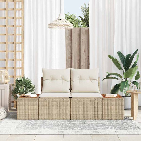 vidaXL Gartensofa Beige 184 x 62 x 85cm Poly-Rattan
