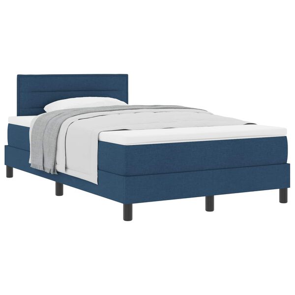 vidaXL Boxspringbett mit Matratze mit Kopfteil Blau 120 x 190 cm Stoff