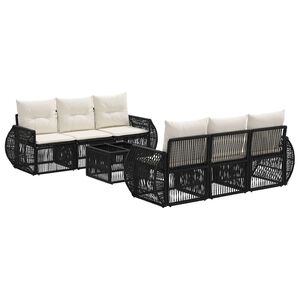 vidaXL Gartensofa-set 7 stk. Schwarz Poly-Rattan