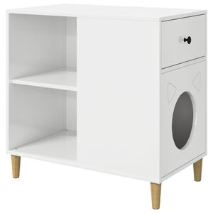 vidaXL Katzenhaus Gl&auml;nzend Wei&szlig; 72 x 42,5 x 70 cm Holzwerkstoff