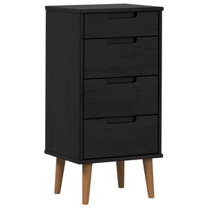 vidaXL Kommode MOLDE Schwarz 40 x 35 x 82 cm Massives Kiefernholz