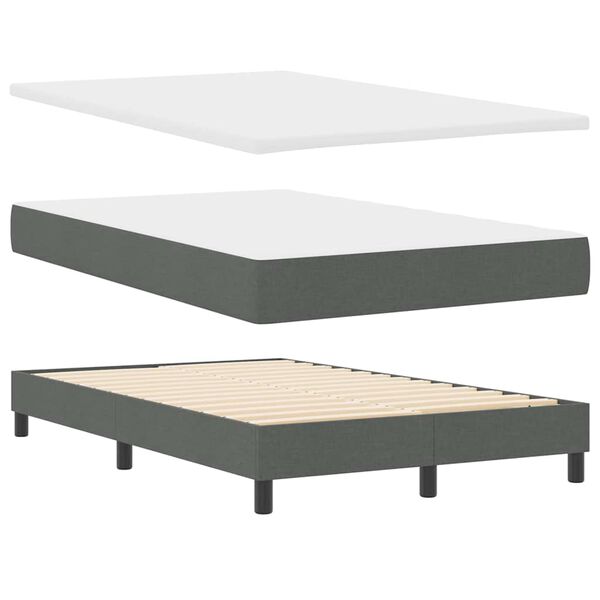 vidaXL Boxspringbett mit Matratze Dunkelgrau 120 x 190 cm Stoff
