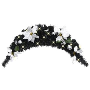 vidaXL Weihnachts-T&uuml;rbogen mit LED-Lichtern Schwarz 90 cm PVC