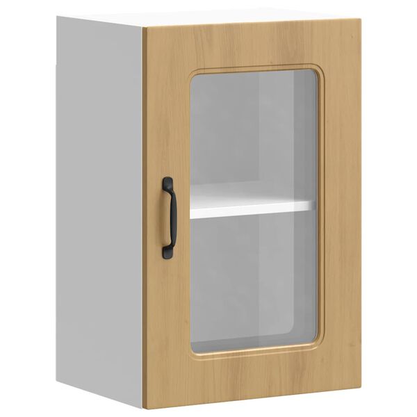 vidaXL K&uuml;chen-H&auml;ngeschrank mit Glast&uuml;r Kalmar Artisan-Eiche Holzwerkstoff