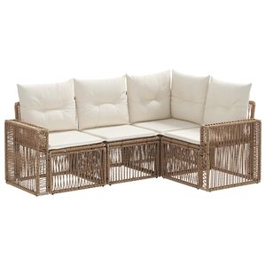 vidaXL Gartensofa-set 4 stk. Beige und Cremewei&szlig; Poly-Rattan