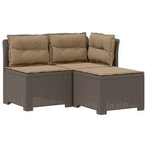 vidaXL 3-Sitzer Garten Sofa mit Kissen Rattan-Look 3-Sitzer PP